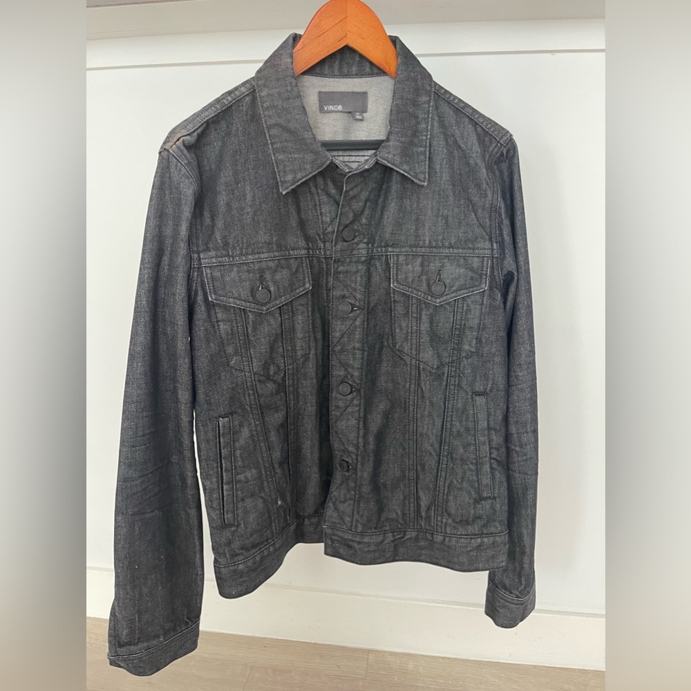 Vince resin black denim jacket size medium